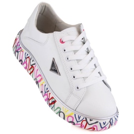 Scarpe in pelle su plateau colorato Filippo W PAW462B, bianco 1