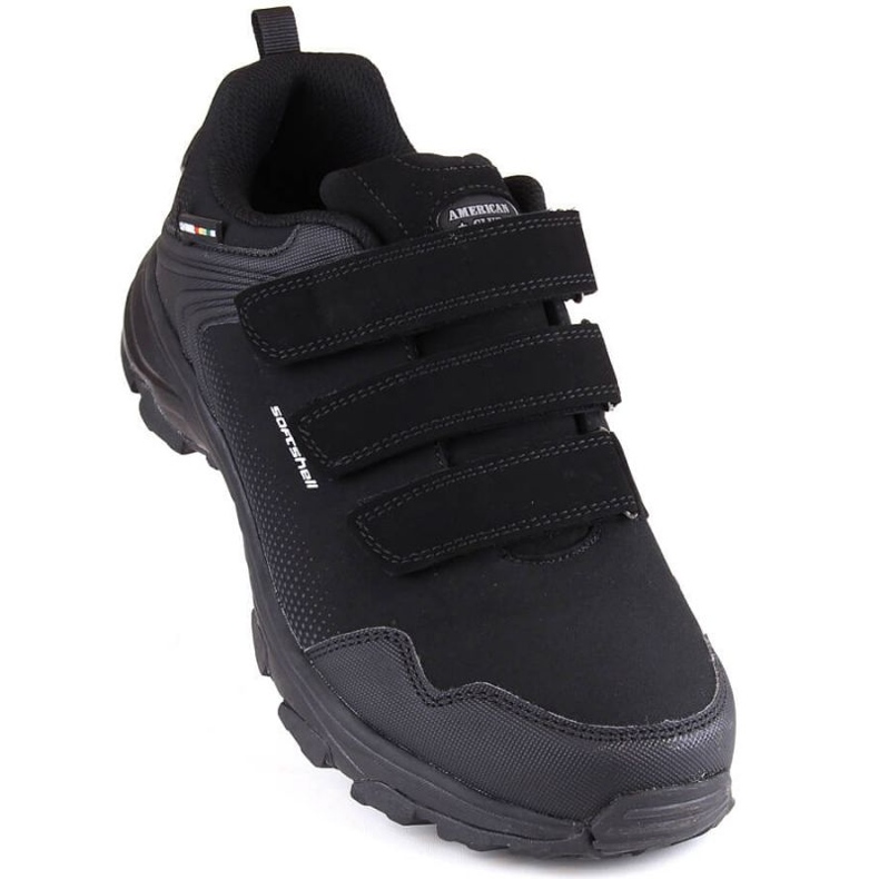 American Club Jr AM931 Scarpe sportive softshell con chiusura in velcro, nere nero 1
