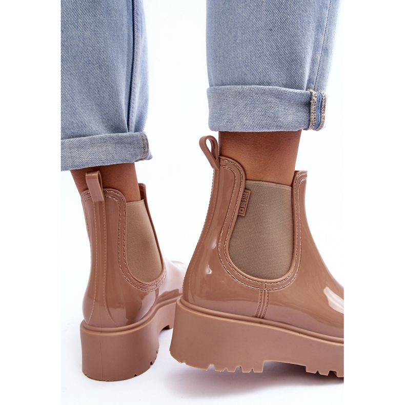Stivali Wellington con plateau in vernice Big Star MM274396 Beige 2
