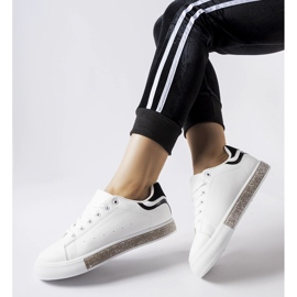 Sneakers bianche e nere con strass Dina bianco 2