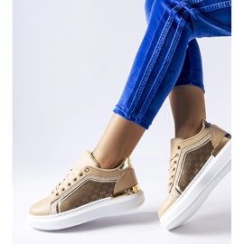 Scarpe beige decorate con glitter sulla piattaforma Leo 1