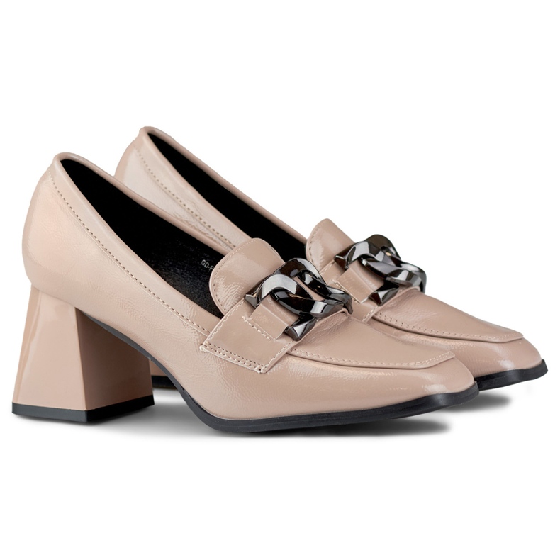 Mocassini da donna in vernice beige 1