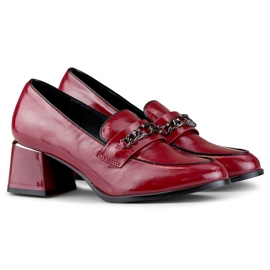 Eleganti scarpe rosse con tacco basso rosso 1