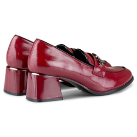 Eleganti scarpe rosse con tacco basso rosso 2