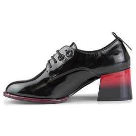 Eleganti scarpe stringate da donna con tacco rosso nero 1