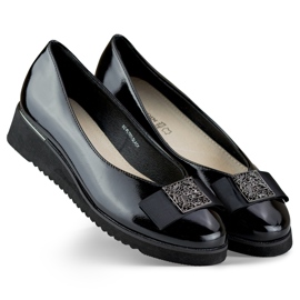 Décolleté in vernice nera con zeppa bassa nero 2