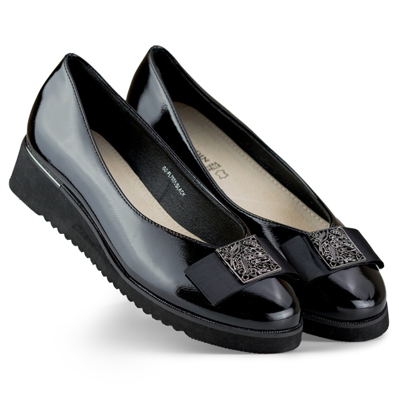 Décolleté in vernice nera con zeppa bassa nero 2