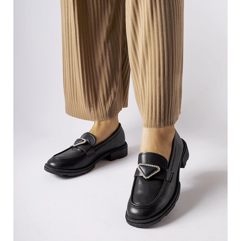 Mocassini neri decorati con strass Marsilus nero 1