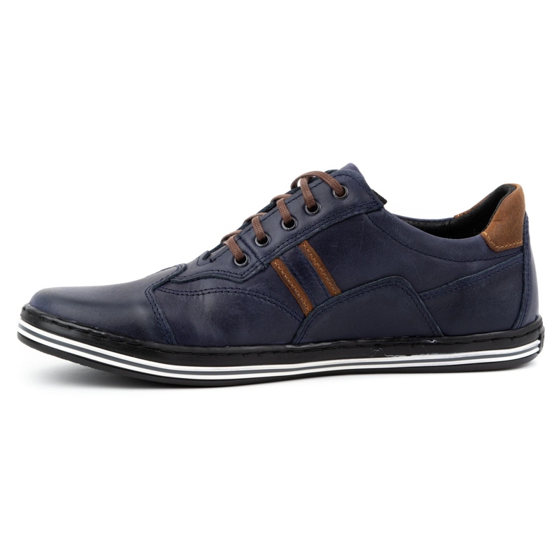 Polbut Scarpe casual da uomo 1801 blu navy nabuk / cammello 1