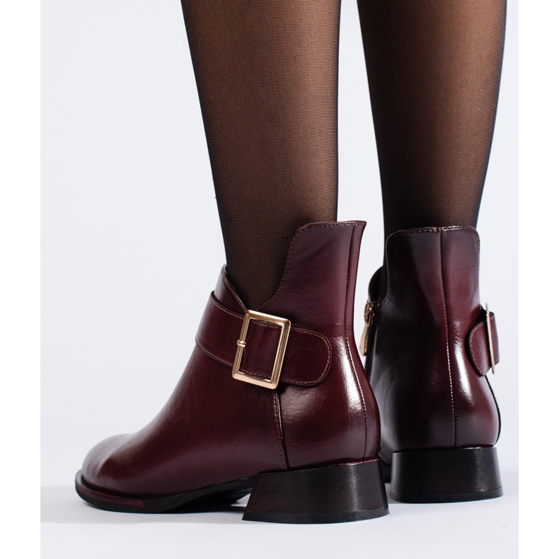 Stivaletti eleganti bordeaux con fibbia Vinceza rosso 2