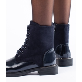 Stivali da lavoro stringati da donna blu navy di Shelovet 1