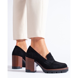 Scarpe con tacco da donna in camoscio nero Shelovet 1