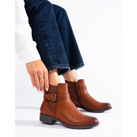 Stivaletti da donna color cammello con inserto in gomma Shelovet marrone 1
