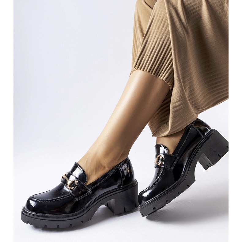 Scarpe col tacco Fabrizio in vernice nera nero 2