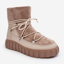 Vinceza Stivali da neve in pelle beige sulla piattaforma Maxava 2