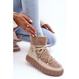 Vinceza Stivali da neve in pelle beige sulla piattaforma Maxava 1