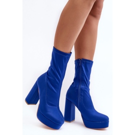 PH2 Stivaletti Peculia blu con tacco alto e cerniera 1