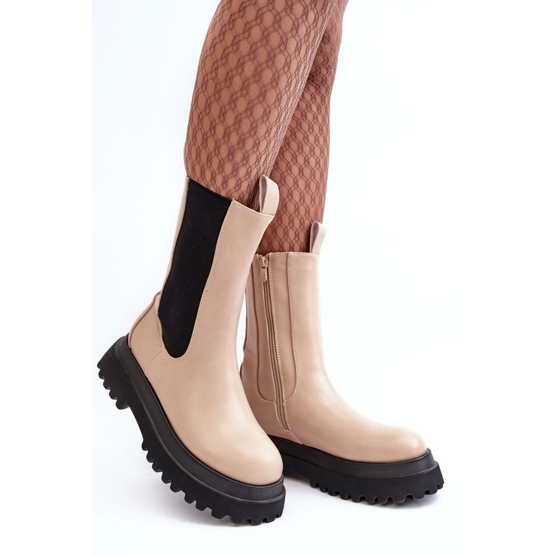 PS1 Stivaletti con plateau grosso da donna Beatrice beige 1