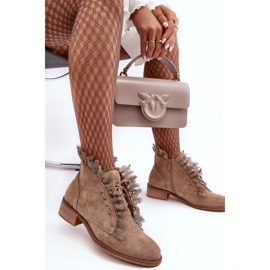 Stivali Bassi da Donna in Pelle Scamosciata Beige Klemovia 2