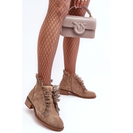 Stivali Bassi da Donna in Pelle Scamosciata Beige Klemovia 1