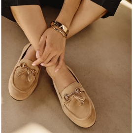 Marco Shoes Mocassini in pelle con frange 2199P-047-1 beige 1