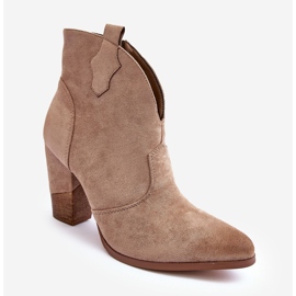 PS1 Stivali Da Cowboy In Pelle Scamosciata Beige Tanner Su Un Tacco Alto 1