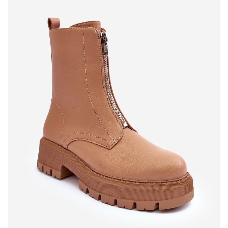 PS1 Stivaletti Piatti In Pelle Con Cerniera Cammello Vimal beige 1