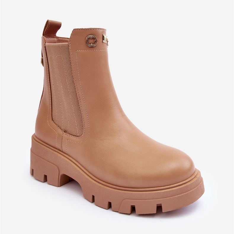 PS1 Stivaletti Chelsea da donna in pelle con decorazioni Lobb beige 1