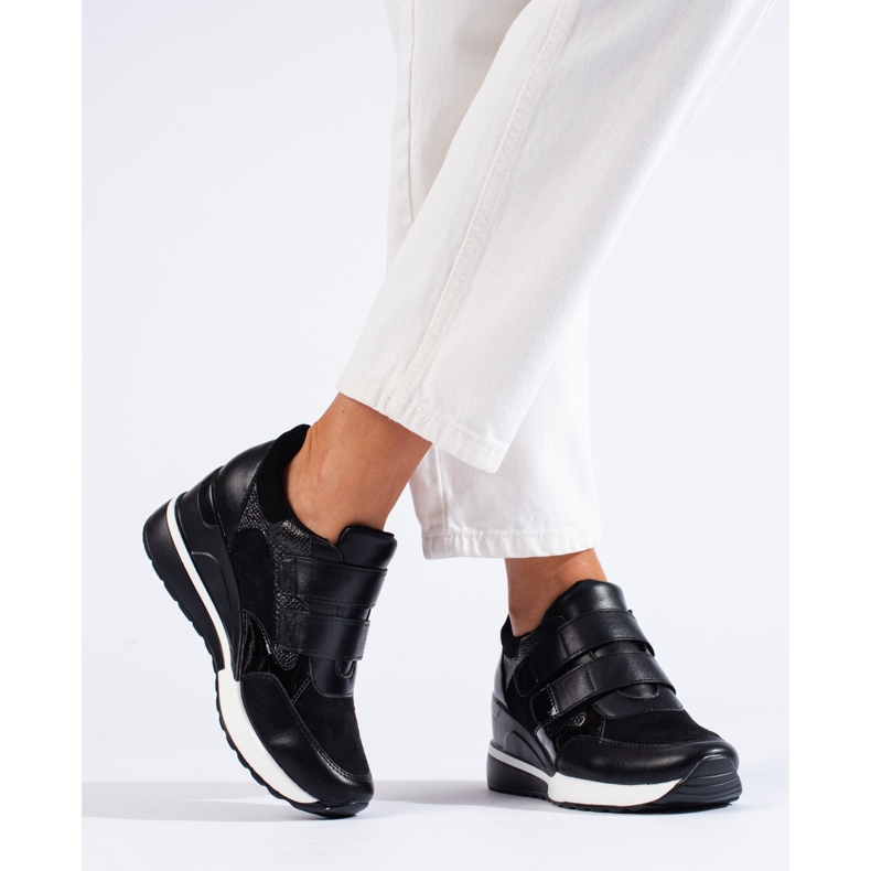 Sneakers nere in velcro di W. Potocki nero 1