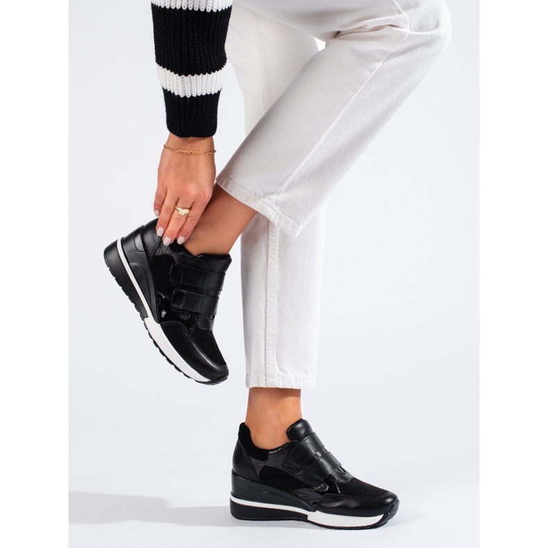 Sneakers nere in velcro di W. Potocki nero 2