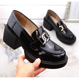 Mocassini con tacco da donna in vernice nera Filippo DP4920 nero 1
