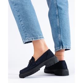 Mocassini da donna Shelovet in camoscio blu navy 2