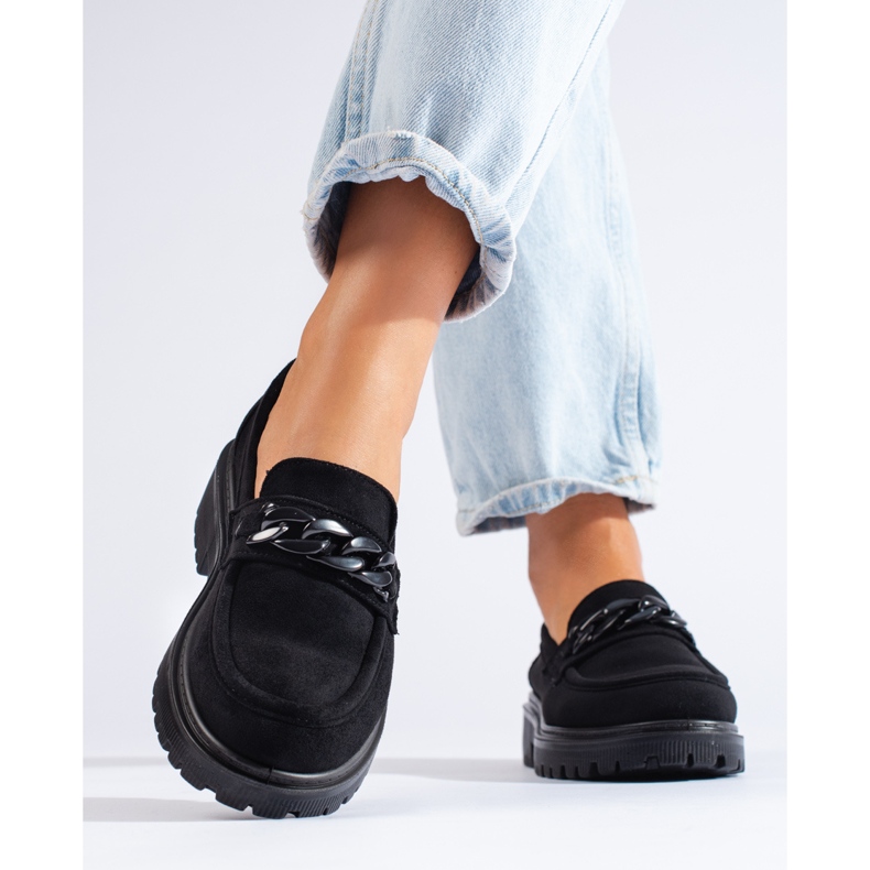 Mocassini da donna in camoscio nero di Shelovet 1