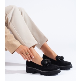 Mocassini da donna in camoscio nero di Shelovet 1