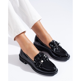 W. Potocki Scarpe da donna in vernice con fiocco Potocki nero 1
