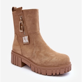 Stivali Bassi da Donna in Pelle Scamosciata Massive Beige Lunai 2
