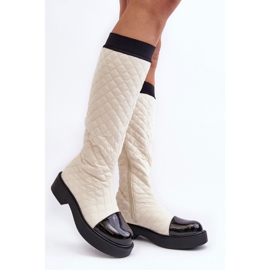 PS1 Stivali piatti sopra il ginocchio trapuntati Amalfri beige 1