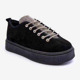 PS1 Scarpe sportive da donna Ecea nere decorate con strass nero 1