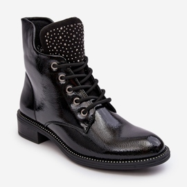 PS1 Stivaletti bassi da donna Hattia in vernice nera decorata nero 1