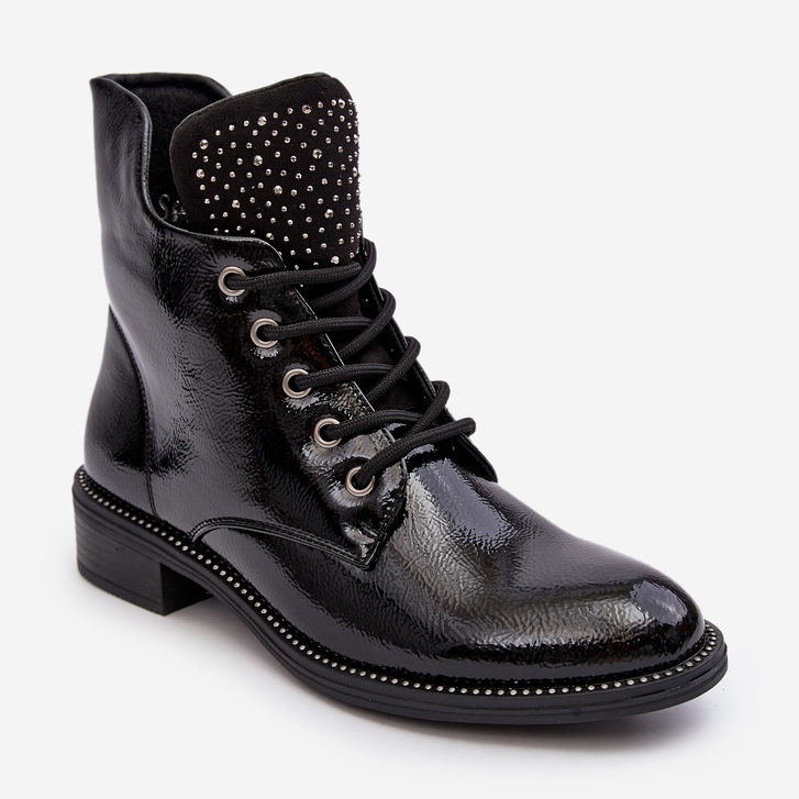 PS1 Stivaletti bassi da donna Hattia in vernice nera decorata nero 1