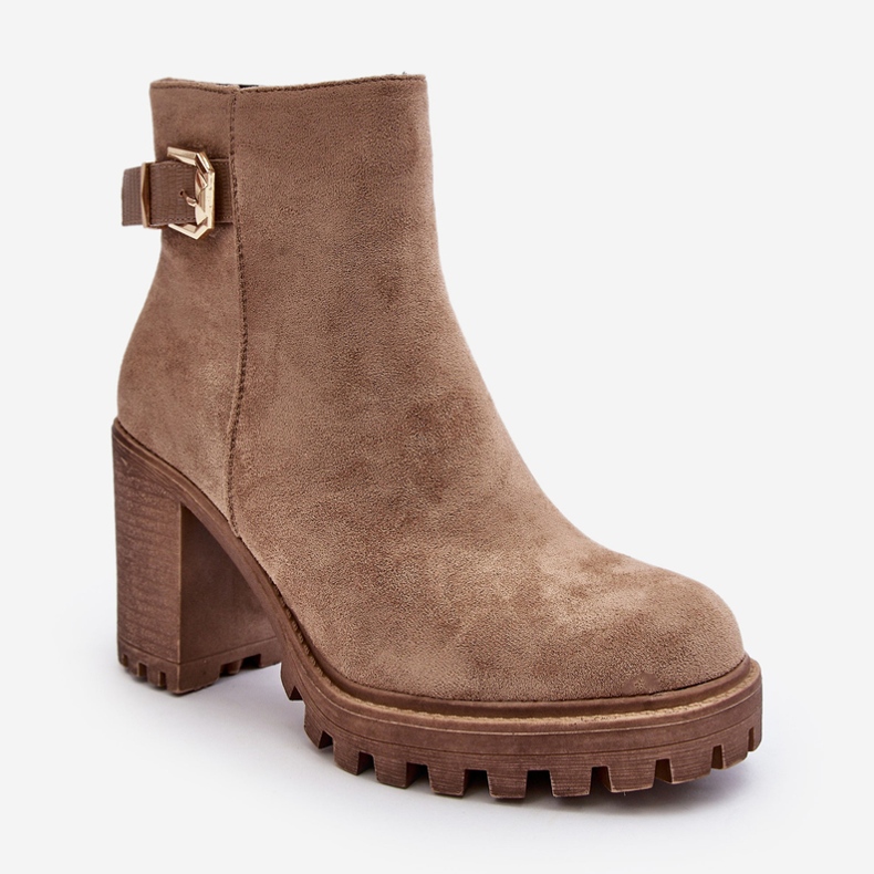 PS1 Stivaletti Da Donna In Camoscio Con Decorazione Menoria Beige 1