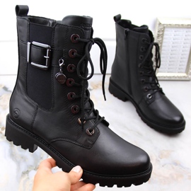 Comodi stivali isolanti da donna in pelle, neri Remonte D8668-00 nero 1