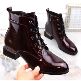 Stivali da donna in vernice, isolanti, con tacco alto bordeaux Vinceza 58158 rosso 1