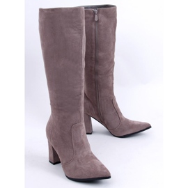 Stivali con tacco in camoscio Farrah Khaki beige 1
