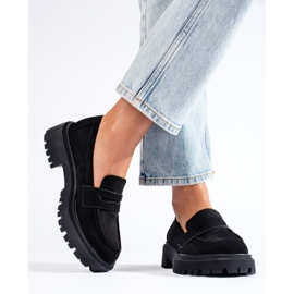 Mocassini Shelovet in camoscio nero da donna 1