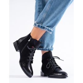Stivaletti stringati Shelovet in pelle scamosciata nera nero 1