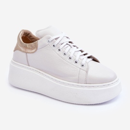Scarpe Sportive da Donna in Pelle con Plateau Bianche Lemar 10150 bianco 1