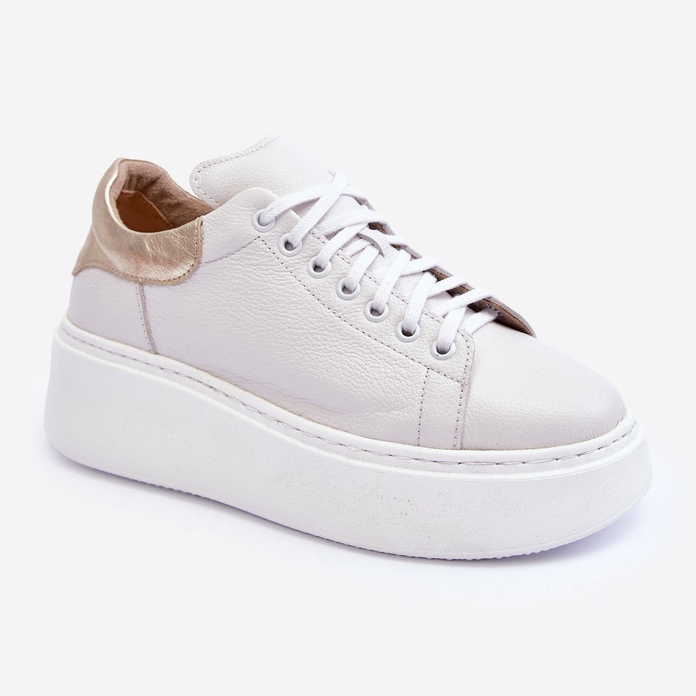 Scarpe Sportive da Donna in Pelle con Plateau Bianche Lemar 10150 bianco 1