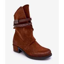 PS1 Stivaletti Con Tacco Basso Da Donna Con Cinturini Cammello Thelereia marrone 1