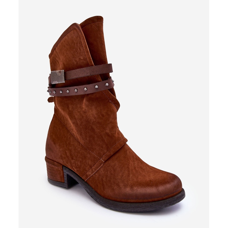 PS1 Stivaletti Con Tacco Basso Da Donna Con Cinturini Cammello Thelereia marrone 1